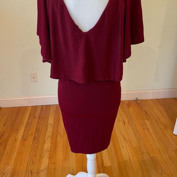 Sexy burgundy dress size medium V-neck - Picture 2 of 9
